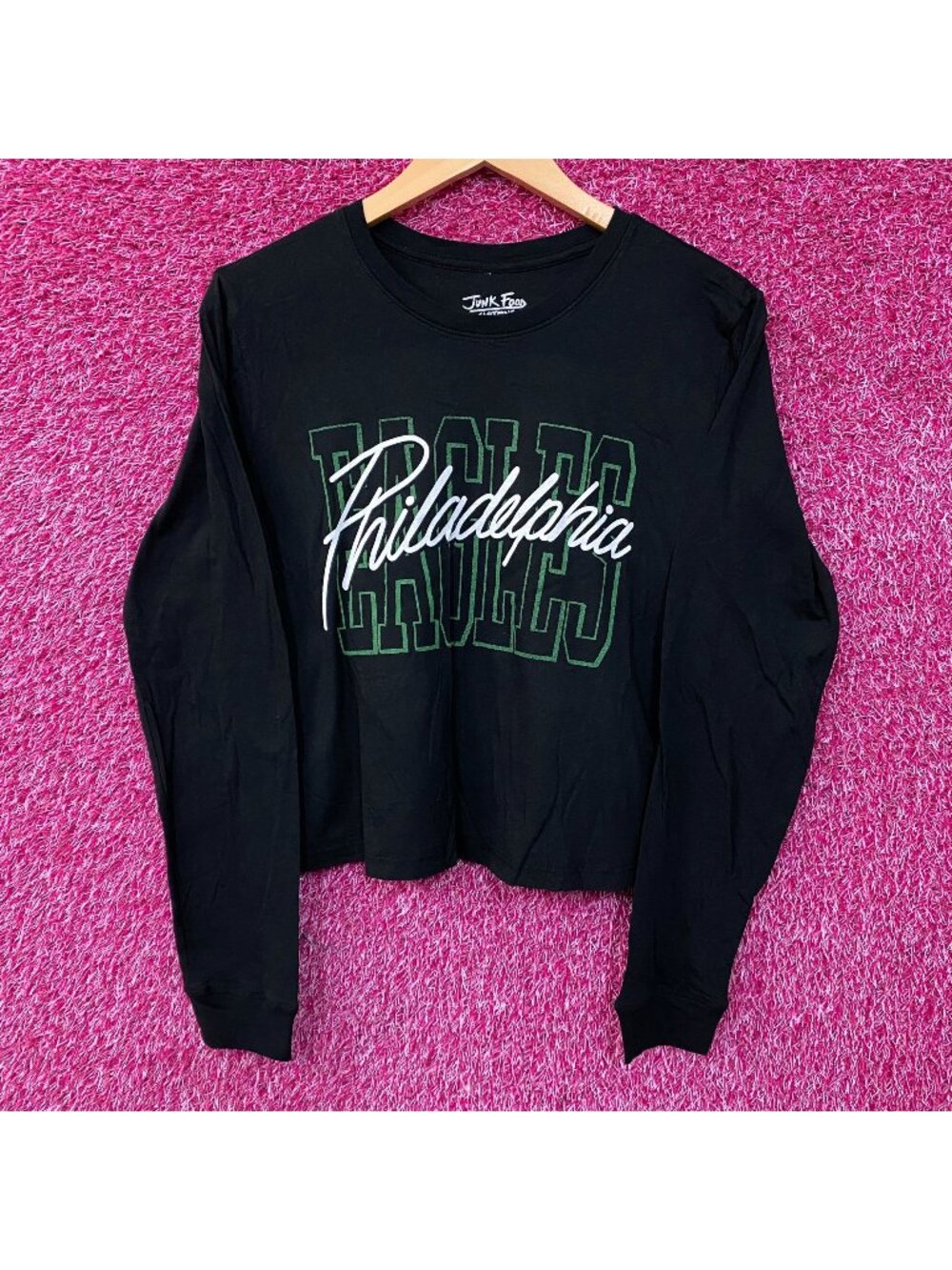 Junk Food Clothing Philadelphia Eagles Timeout Long Sleeve Crop Tee XS